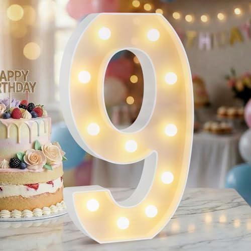 12.6 Inch Marquee Light Up Numbers 9 for Party Decorations by NANXU