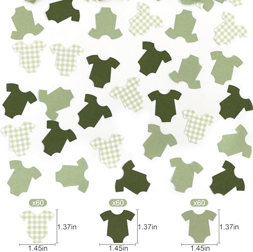 Saga Green Baby Shower Bodysuit Confetti,Green Gingham Baby Shower Confetti - Image 2