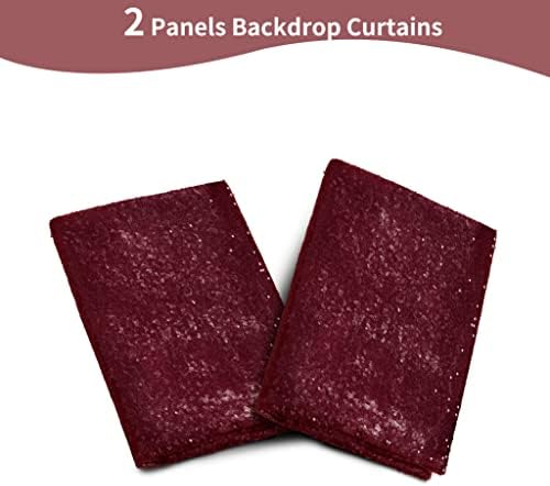 Burgundy Sequin Backdrop Curtains,2 Panels 2FTx8FT Burgundy Curtain Backdrop Glitter Party Decorations Background Drapes for Wedding Birthday Anniversary Graduation Photo Booth Decor - Image 6