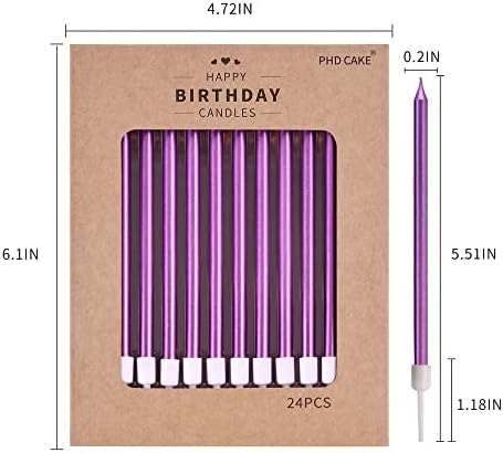 PHD CAKE Purple Long Thin Metallic Birthday Candles for Cake Party, Cake Candles, Weddings Cake Decorations, Candles for Cake - Image 4