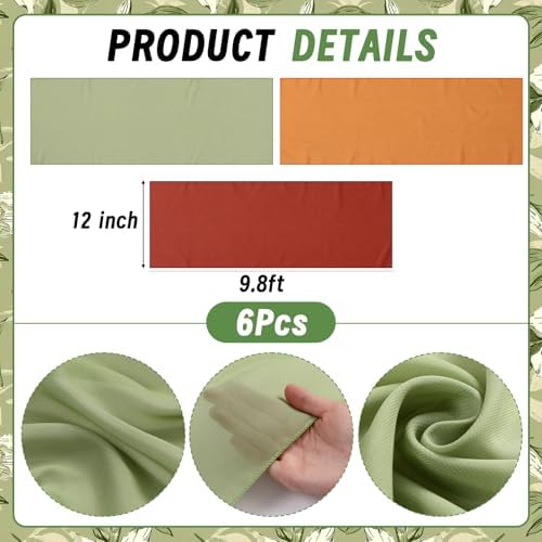 Boao 6 Pcs Fall Burnt Orange Party Decorations Chiffon Table Runners - Image 2