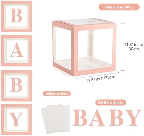 Voircoloria Baby Boxes with Letters, Pink, 4 Transparent Balloon Boxes - Image 2