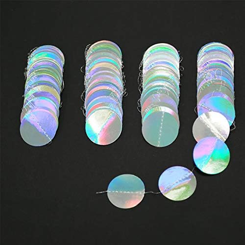 Cheerland Iridescent Party Decorations Holographic Circle Garlands Disco Theme Birthday Decorations Bachelorette Hanging Streamers Banner Graduation Decor Euphoria Karaoke Music Party Backdrop - Image 4