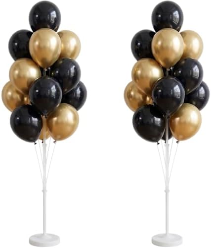 Black Gold Balloon Column Kit with Stand Base,Pole for Floor by IMISNO