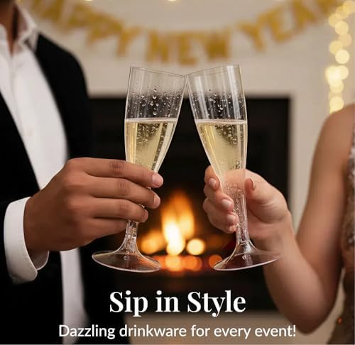 Prestee Disposable Champagne Flutes, 4.5 oz Plastic Champagne Glasses - Image 4