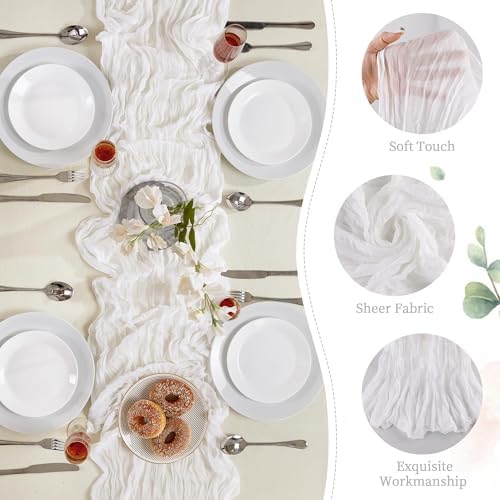 White Cheesecloth Table Runner 35×120Inch Fall Boho Wedding Home Decor - Image 6