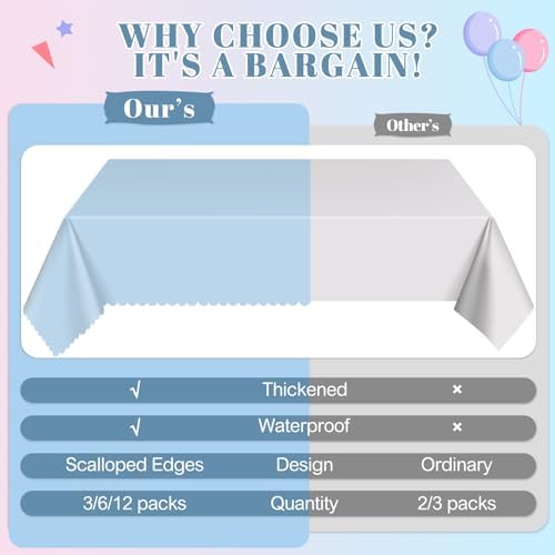 NatNarr 6 Pcs Gender Reveal Plastic Tablecloths, Pink Blue Table Cover - Image 3