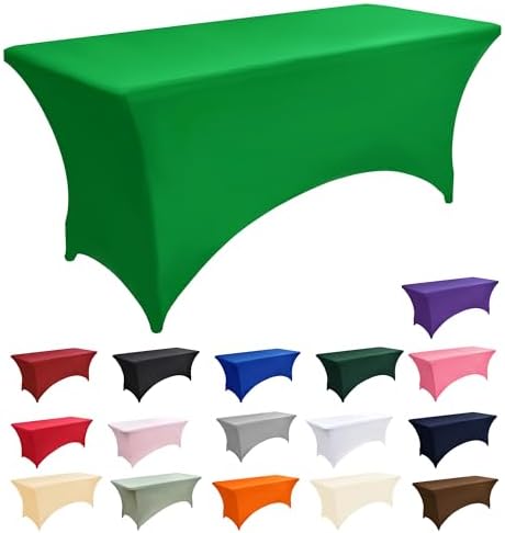 2-Pack 8ft Spandex Table Covers for Rectangle Folding Tables - Washable Elastic Tablecloth - Ultimate Fitted Table Protector for Birthday Parties, Trade Shows, Banquet - Image 3