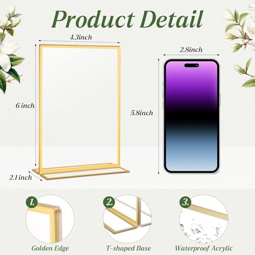 10 Pack Gold Acrylic Sign Holders 4x6 Inch Table Menu Display Holders - Image 4