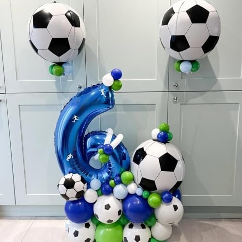 22 Inch 4D Soccer Foil Balloons, 6Pcs Soccer Party Decorations Football Shape Mylar Foil Balloons Sport Decor for Boys Kids Soccer Ball Fans Theme Birthday Party Decorations Supplies - Image 5