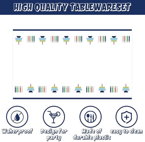 141Pcs Dark Blue Party Supplies for Baby Shower - Dark Blue Birthday Decorations Plates and Napkins Forks Cups Straws Cutlery for 20 Guests Happy Birthday Party Decorations - Image 5