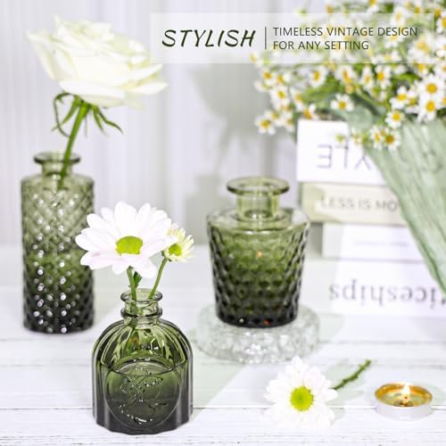 SUPMIND Glass Bud Vase Set of 24, Small Green Flower Vases for Centerpieces - Image 5