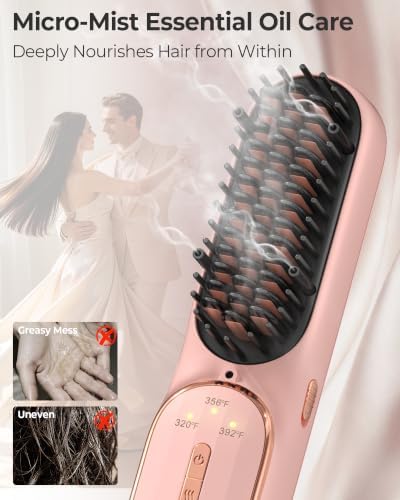 Cordless Hair Straightener Brush, Portable Travel Touch-Ups, S03 - Image 3