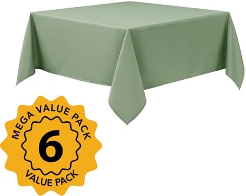 6-Pack Sage Green Tablecloths for Square Tables, 70 x 70 Inches - Image 2