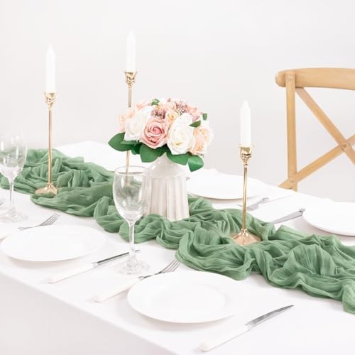 Sage Green Cheesecloth Table Runner Fall Table Decorations 10ft, 8 Pack - Image 3