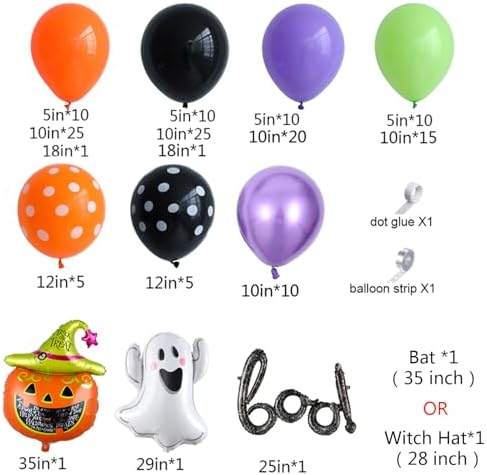 154Pcs Halloween Balloon Arch Garland Kit, Pumpkin Ghost Boo Foil Balloons - Image 2