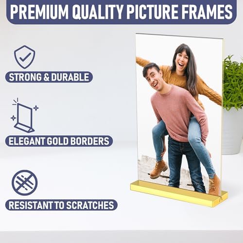 4x6 Luxurious Acrylic Gold Frames, 6 pack, Stunning Photo Displays, Enhance Your Event Ambience with Exquisite Gold Table Number Holders, Showcase Memories in Style with Elegant Golden Sign Holder - Image 3