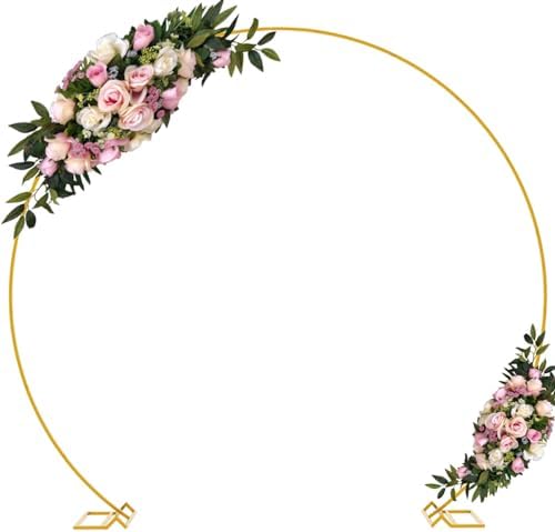 Wokceer 9.2 FT Large Circle Balloon Arch Stand Gold Metal Round Arch Backdrop Stand for Wedding Ceremony Birthday Party Bridal Shower Anniversary Background Decoration by Wokceer