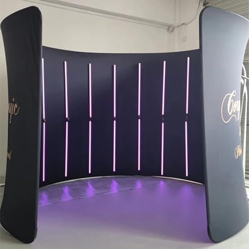 360 Photobooth Backdrop Photo Booth Enclosure Wall Backdrops Customized Logo 8FT Video Selfie Rotating Background with 28 PCS LED Light Stand for Rental Wedding Party - Image 6