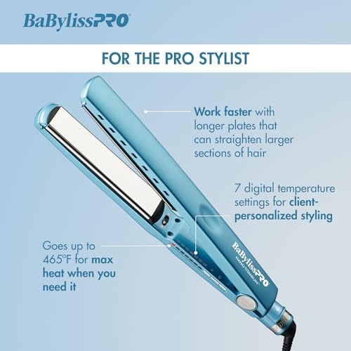 BabylissPRO Nano Titanium Ionic Hair Straightener, Professional Flat Iron for All Hair Types - Image 2