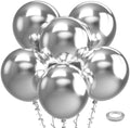 Bezente Metallic Silver Balloons 18 Inch 30 Pack Latex Large Thick by Bezente