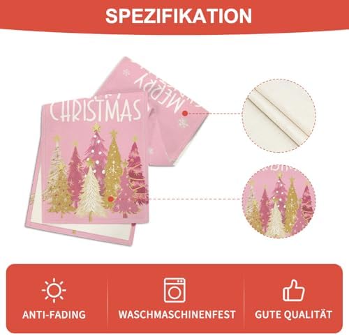 Artoid Mode Pink Xmas Trees Table Runner Home Party Decor 13x108 Inch - Image 5