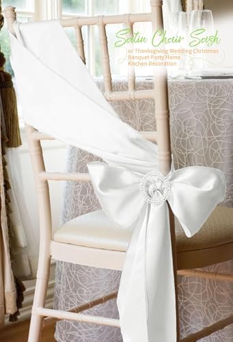 60 PCS White Satin Chair Sashes, 7 x 108 Inch - Image 6