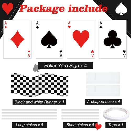 Reallnaive 4 Sets Casino Party Decor Ace Poker Yard Sign and Runway Carpet - Image 3