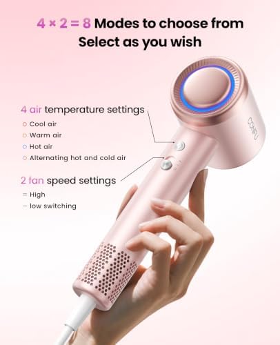 Hair Dryer with Diffuser, CONFU 110000 RPM High Speed Ionic Low Noise Fast Drying Blow Dryer for Men Women, Professional Hairdryer with Magnetic Diffuser for Curly Hair for Home Travel Salon - Image 6