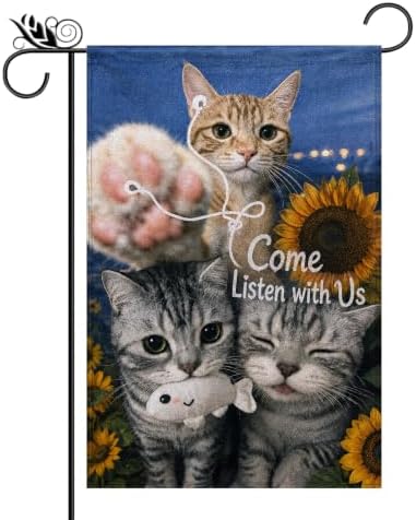 Cute Cat Garden Flag Sunflower Outdoor Farmhouse Yard Fall Decor 12×18 by Unknown