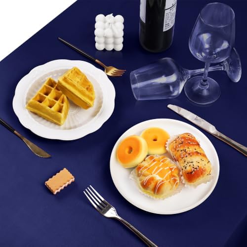 TURSTIN 8 Pack Navy Blue Satin Tablecloth 102 x 58'' Overlay Table Cover - Image 5