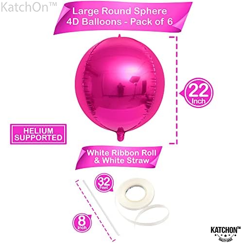 KatchOn Big Hot Pink Balloons - 22 Inch Pack of 6, Pink Party Decorations - Image 2