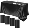 TURSTIN 4 Pack Black Satin Tablecloth 102 x 58 Inch Overlay Table Cover by TURSTIN