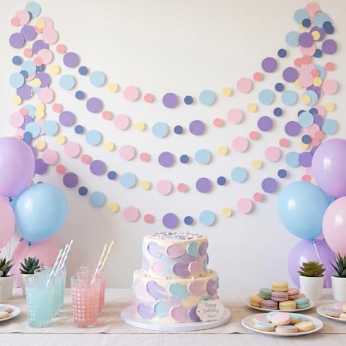 Outus 10 Pieces Dot Garland Banner Hanging, Pastel Rainbow Color - Image 7