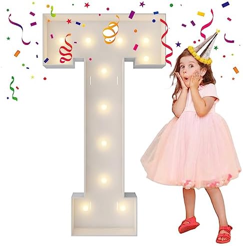 4FT Marquee Letters, Large Light Up Letters T for Party Decor by MerryMosaics