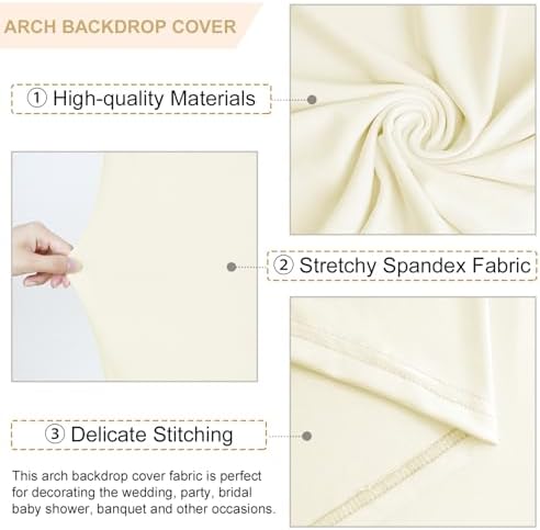 FANPROMS Ivory Wedding Arch Cover Set of 3 Arch Spandex Covers 5FT 6FT 7FT Baby Shower Chiara Arch Backdrop Stand Cover Round Top Stretchy Backdrop Arched Stand Covers for Parties Ornaments - Image 4