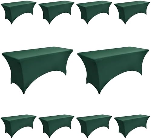 10-Pack 6ft Spandex Table Covers for Rectangle Standard Folding Tables - Wrinkle Resistant Stretch Tablecloths - Ultimate Fitted Table Protector for Parties, Banquet, Wedding by Unknown