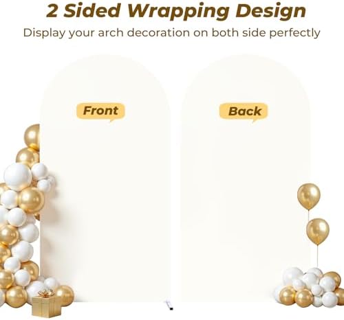 6.6 ft Arch Backdrop Cover Ivory - Double-Sided Spandex Arch Covers Stretchy Backdrop for Balloon Arches Birthday Party Baby Shower Banquet Wedding Photo Background - Image 3
