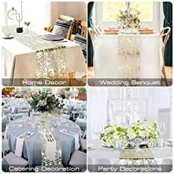 Gold Table Runner 2 Pieces, Sequin Glitter Foil Metallic Mesh Gold Table Runners Roll 11x108 Inch, Table Decorations for Wedding, Christmas, Birthday Party - Image 6