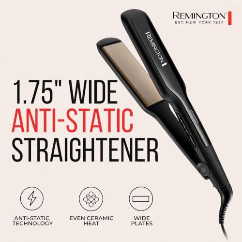 REMINGTON 1.75" Anti-Static Hair Straightener, Wide Professional Flat Iron - Image 2