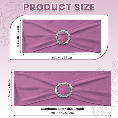 MDS Pack of 75 Spandex Chair Sashes for Wedding Party & Event – Dusty Pink - Image 2