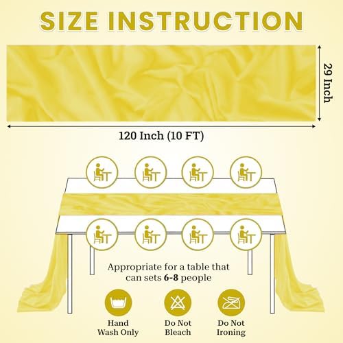 Pack of 5 Chiffon Table Runners 29 x 120 Inch, 10FT Long - Yellow - Image 3