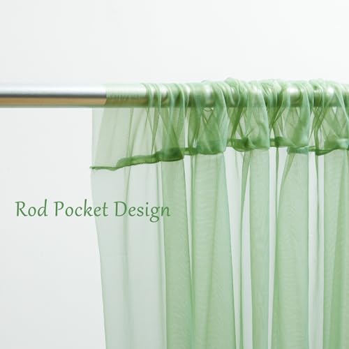 30×10ft Green Tulle Backdrop Curtain with Lights String for Parties, Sheer Photo Backdrop Curtains for Wedding Party Photography Background - Image 5