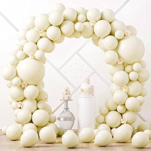 Voircoloria 90pcs Ivory White Balloons Garland Arch Kit, 18 12 10 5 Inch by Voircoloria