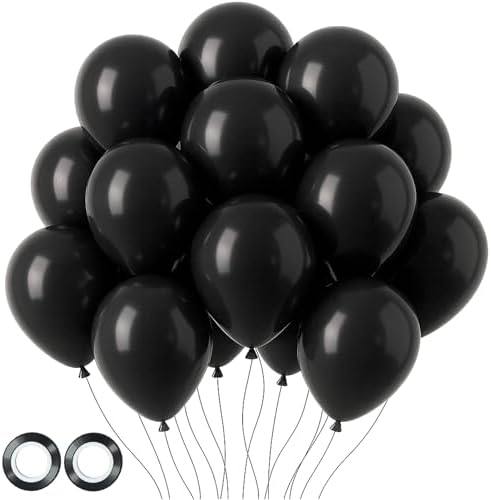 Voircoloria 105pcs Black Party Latex Balloons, 12inch by Voircoloria