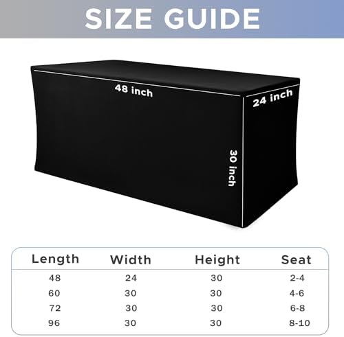 Nasitos Black Rectangle Spandex Fitted Table Clothes 2 Pack 48x24 in - Image 7