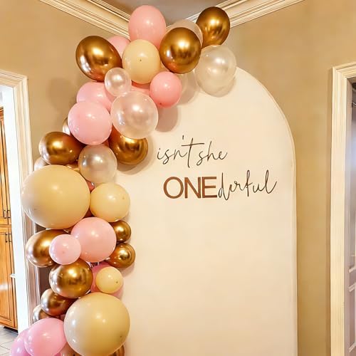 Pink White and Gold Balloon Arch Kit 144 Pcs - Image 2