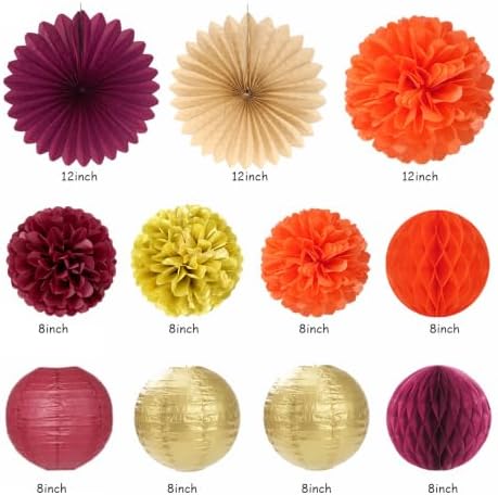 Burgundy-Orange Gold Fall-Autumn Birthday Hanging-Decorations - Huglony - Image 3