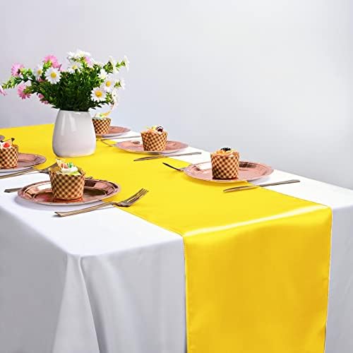 10-Pack Yellow 12 x 108 inches Long Premium Satin Table Runner - Image 5