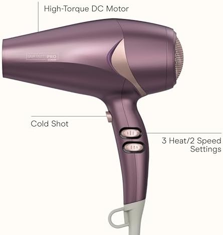 Conair INFINITIPRO Hair Dryer w/Diffuser & Concentrator, 1875W, Purple - Image 2